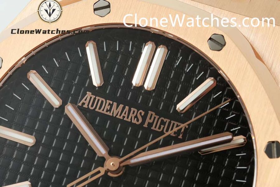 Audemars Piguet Super Clone Watches 1:1 Royal Oak 15510 Rose Gold Black Dial Alligator Leather Strap 41MM - Image 4