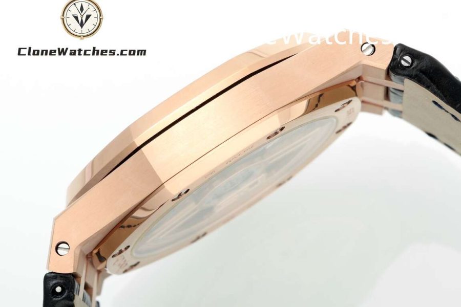 Audemars Piguet Super Clone Watches 1:1 Royal Oak 15510 Rose Gold Black Dial Alligator Leather Strap 41MM - Image 7