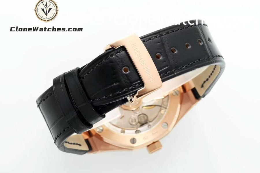 Audemars Piguet Super Clone Watches 1:1 Royal Oak 15510 Rose Gold Black Dial Alligator Leather Strap 41MM - Image 9