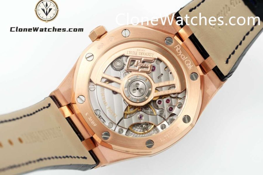 Audemars Piguet Super Clone Watches 1:1 Royal Oak 15510 Rose Gold Black Dial Alligator Leather Strap 41MM - Image 8