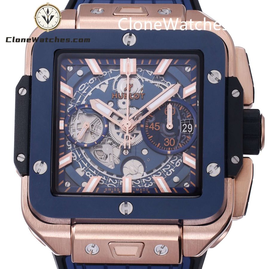 Hublot Super Clone Watches 1:1 Square Bang Unico King Gold Blue Ceramic 42MM 821.OL.5180.RX - Image 2