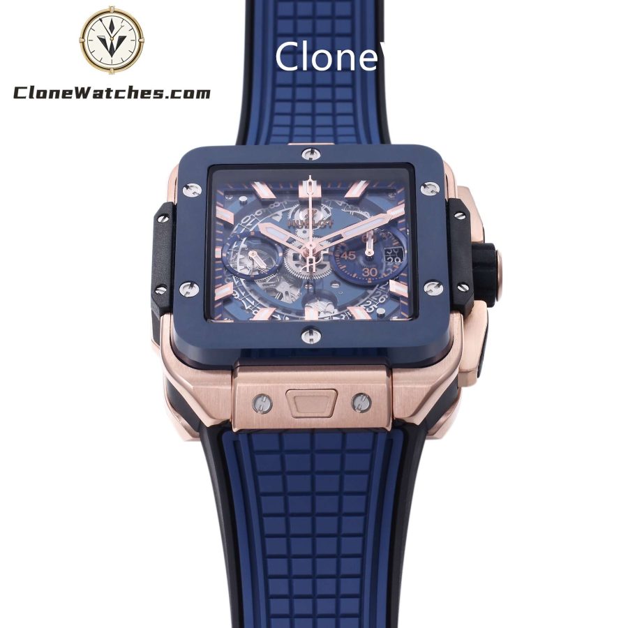 Hublot Super Clone Watches 1:1 Square Bang Unico King Gold Blue Ceramic 42MM 821.OL.5180.RX - Image 4