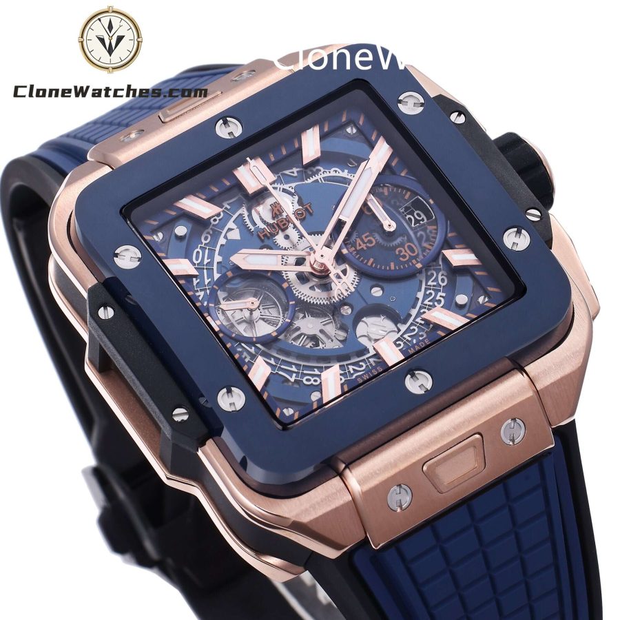 Hublot Super Clone Watches 1:1 Square Bang Unico King Gold Blue Ceramic 42MM 821.OL.5180.RX - Image 3