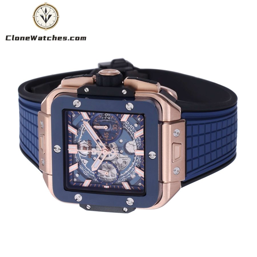 Hublot Super Clone Watches 1:1 Square Bang Unico King Gold Blue Ceramic 42MM 821.OL.5180.RX - Image 5