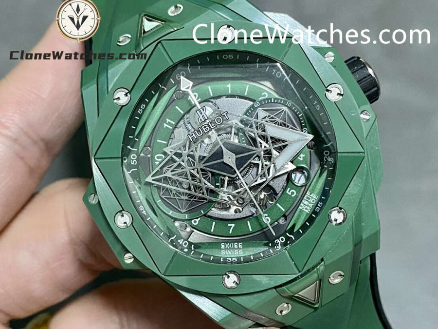 Hublot Super Clone Watches 1:1 Big Bang Unico Sang Bleu II  GREEN CERAMIC 45MM 418.GX.5207.RX.MXM22 - Image 2