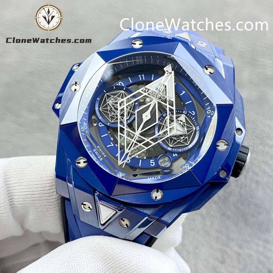 Hublot Super Clone Watches 1:1 Big Bang Unico Sang Bleu II  Blue Ceramic 45MM 418.EX.5107.RX.MXM21 - Image 4