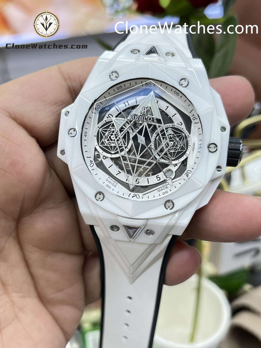 Hublot Super Clone Watches 1:1 Big Bang Unico Sang Bleu II White Ceramic 45MM 418.HX.2001.RX.MXM21 - Image 2