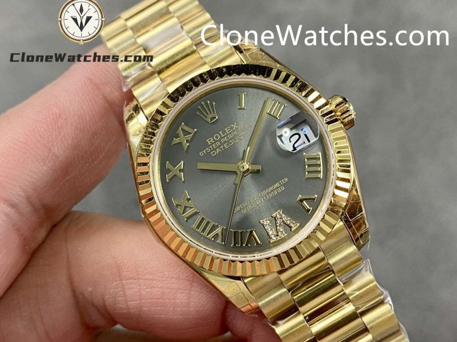 Rolex Super Clone Watches 1:1 DateJust Grey Diamond Dial m278278-0032 President 31MM 2236 Movement - Image 2