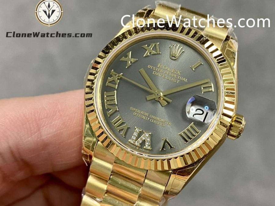 Rolex Super Clone Watches 1:1 DateJust Grey Diamond Dial m278278-0032 President 31MM 2236 Movement - Image 3