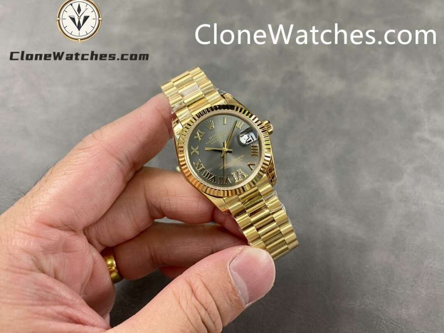 Rolex Super Clone Watches 1:1 DateJust Grey Diamond Dial m278278-0032 President 31MM 2236 Movement - Image 4