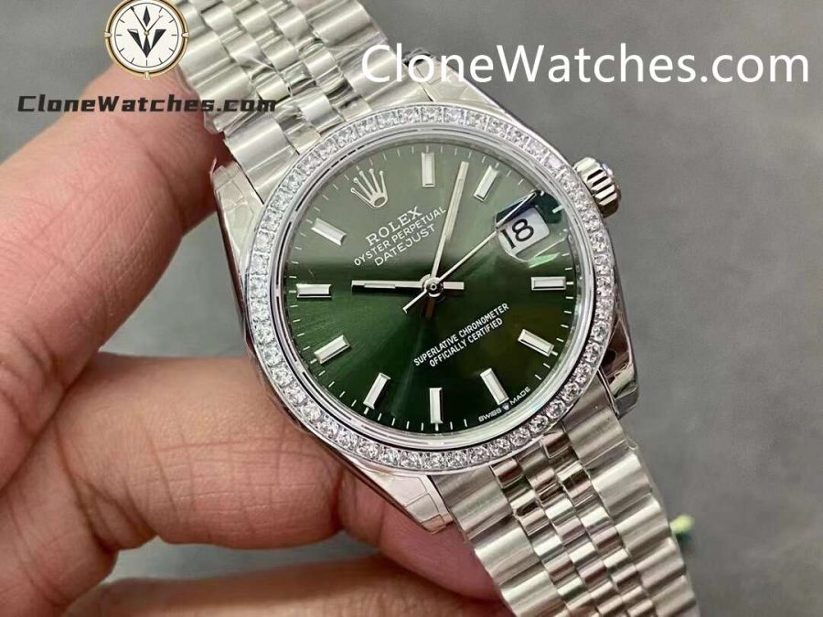 Rolex Super Clone Watches 1:1 DateJust Green Dial m278384rbr-0022 Jubilee 31MM 2236 Movement - Image 3