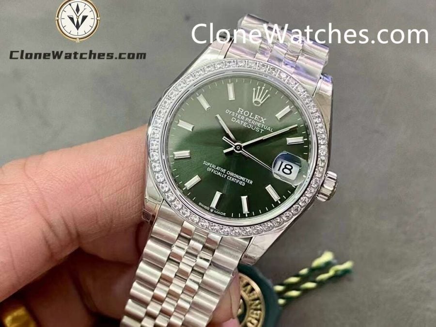 Rolex Super Clone Watches 1:1 DateJust Green Dial m278384rbr-0022 Jubilee 31MM 2236 Movement - Image 4