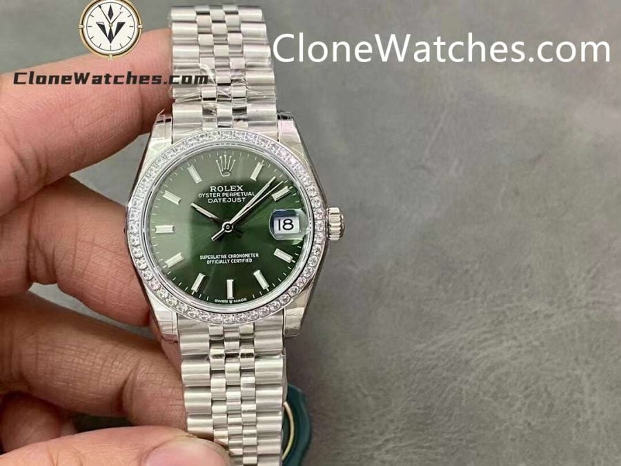 Rolex Super Clone Watches 1:1 DateJust Green Dial m278384rbr-0022 Jubilee 31MM 2236 Movement - Image 2