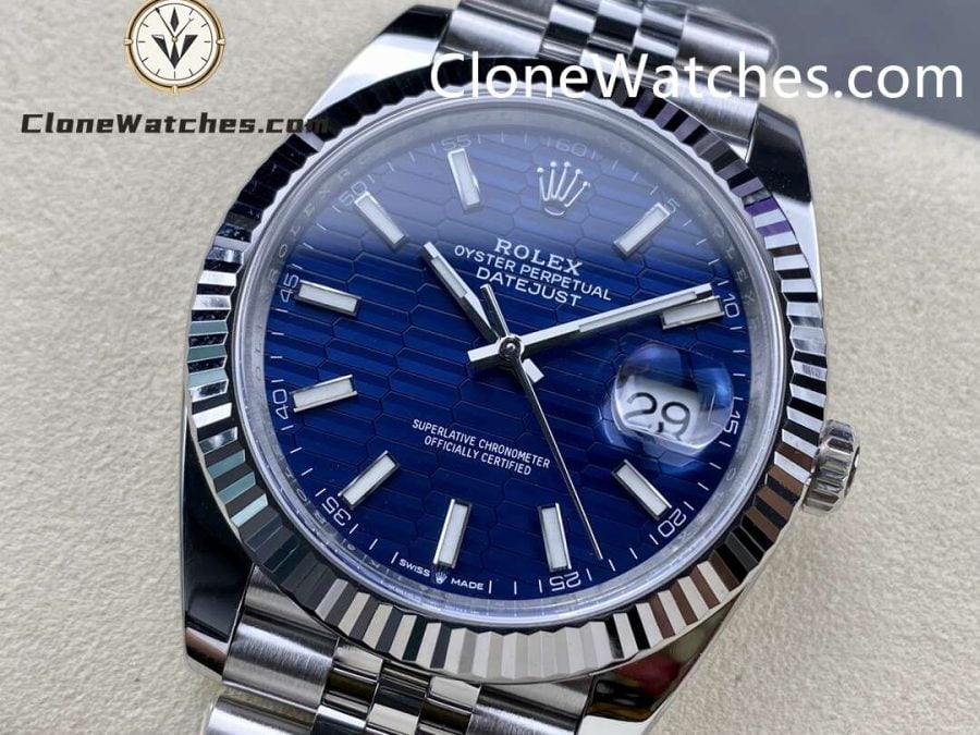 Rolex Super Clone Watches 1:1 DateJust Water Ripple Blue Dial m126334-0032 Jubilee 41MM 3235 Movement - Image 3