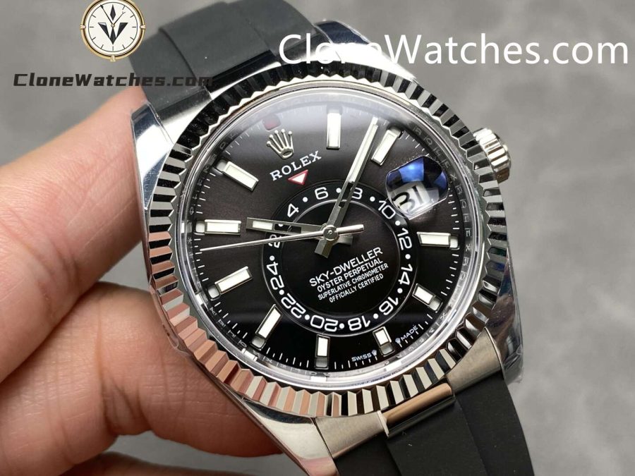 Rolex Super Clone Watch 1:1 Sky Dweller Black Dial m336239-0002 42MM Rubber Strap - Image 2