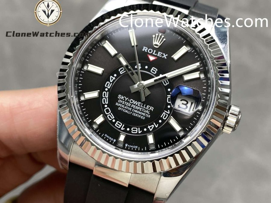 Rolex Super Clone Watch 1:1 Sky Dweller Black Dial m336239-0002 42MM Rubber Strap - Image 3