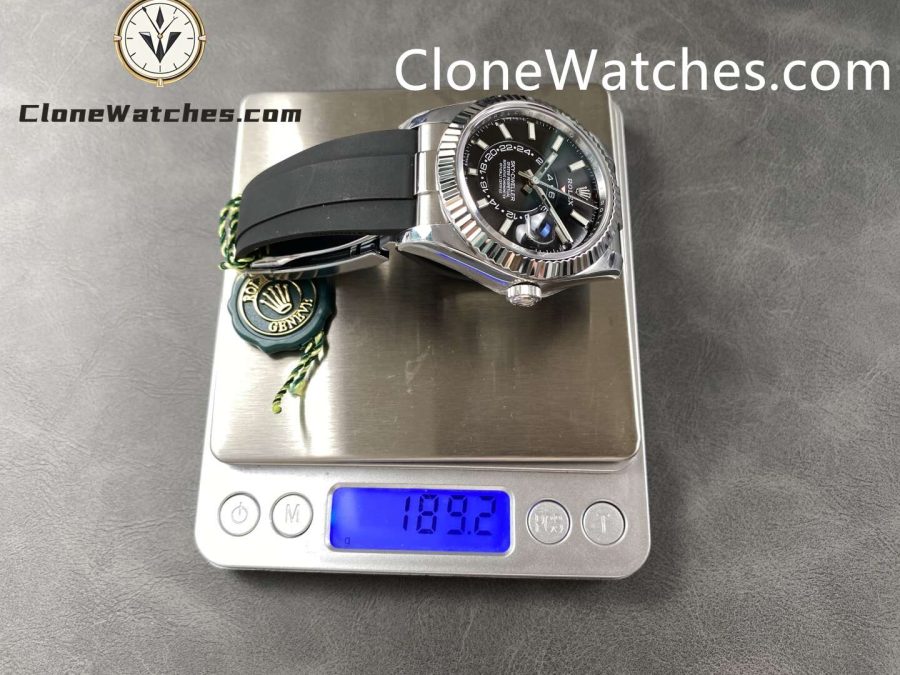 Rolex Super Clone Watch 1:1 Sky Dweller Black Dial m336239-0002 42MM Rubber Strap - Image 10