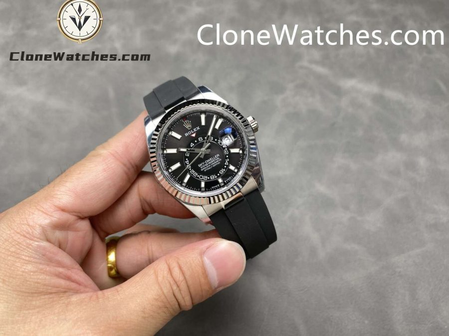 Rolex Super Clone Watch 1:1 Sky Dweller Black Dial m336239-0002 42MM Rubber Strap - Image 4