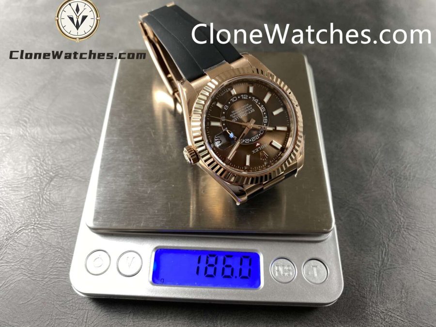 Rolex Super Clone Watch 1:1 Sky Dweller Coffee Dial m326235-0005 42MM Rubber Strap - Image 10