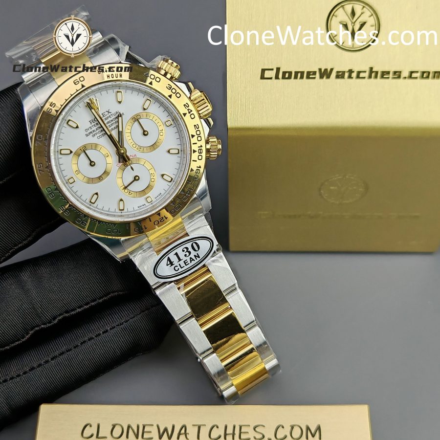 Rolex Super Clone Watches 1:1 Daytona 18k gold M116503-0001 White Dial 4130 movement - Image 4