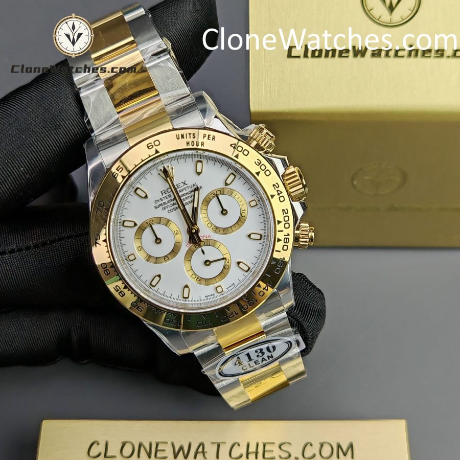 Rolex Super Clone Watches 1:1 Daytona 18k gold M116503-0001 White Dial 4130 movement - Image 5