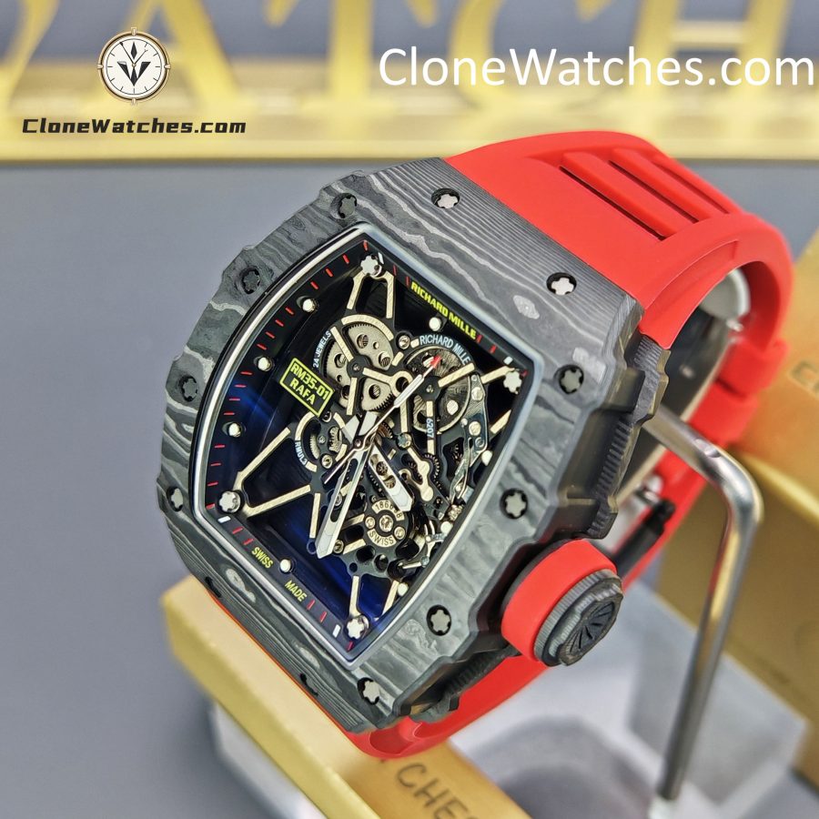 Richard Mille Super Clone Watches 1:1 RM 035 – 01 Carbon Tourbillon Red Strap - Image 3