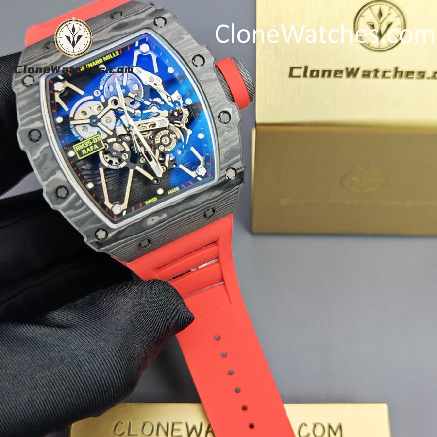 Richard Mille Super Clone Watches 1:1 RM 035 – 01 Carbon Tourbillon Red Strap - Image 4