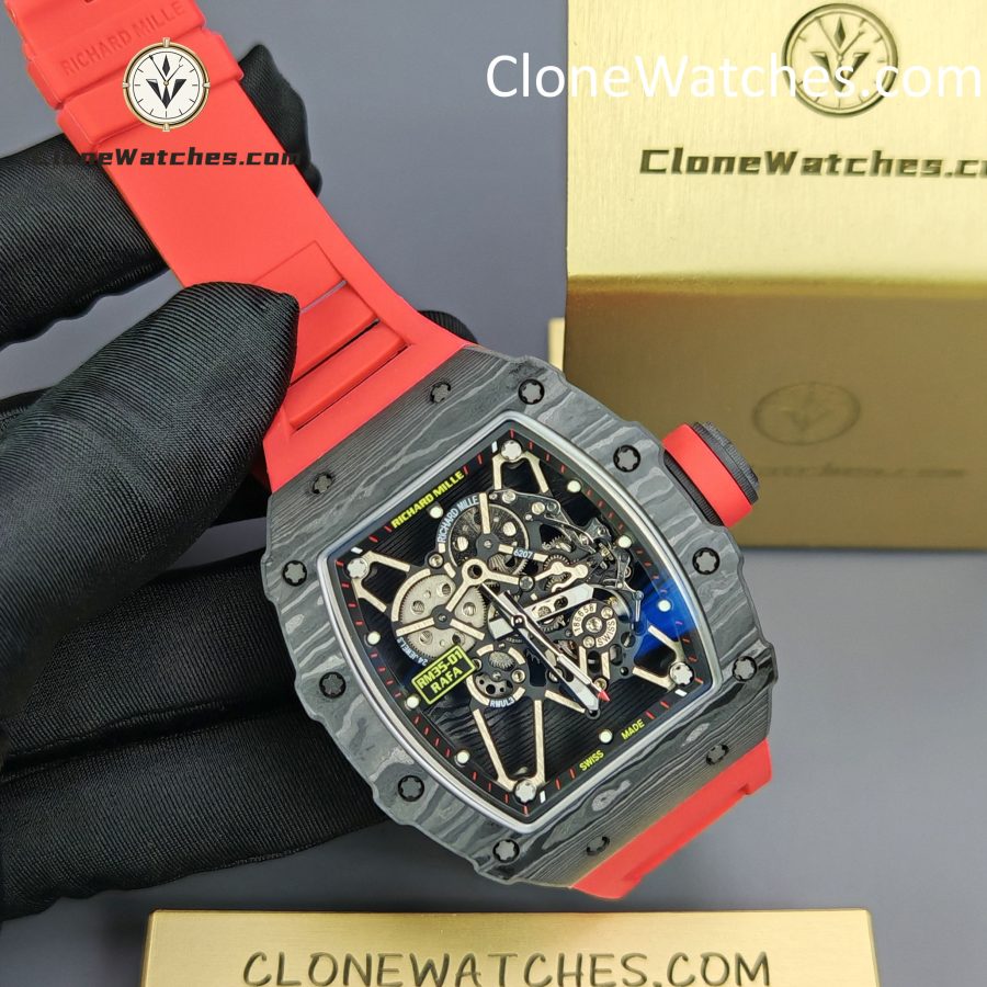 Richard Mille Super Clone Watches 1:1 RM 035 – 01 Carbon Tourbillon Red Strap - Image 5