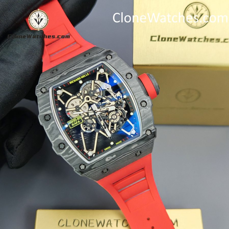 Richard Mille Super Clone Watches 1:1 RM 035 – 01 Carbon Tourbillon Red Strap - Image 6