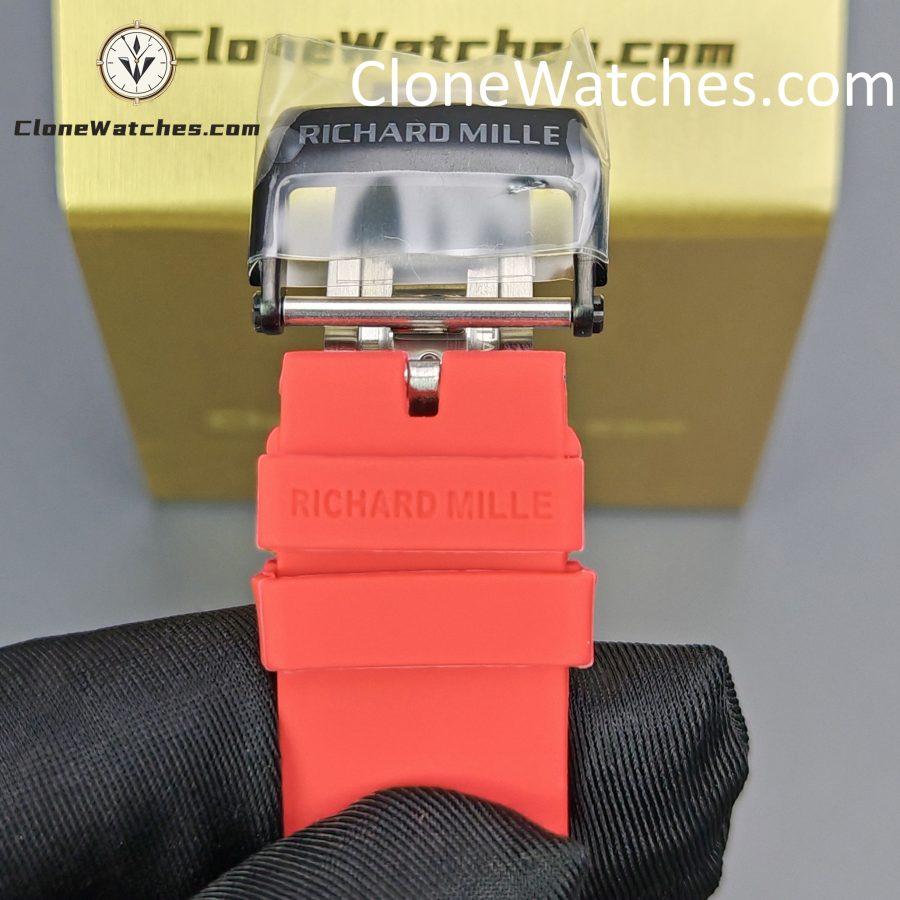 Richard Mille Super Clone Watches 1:1 RM 035 – 01 Carbon Tourbillon Red Strap - Image 9