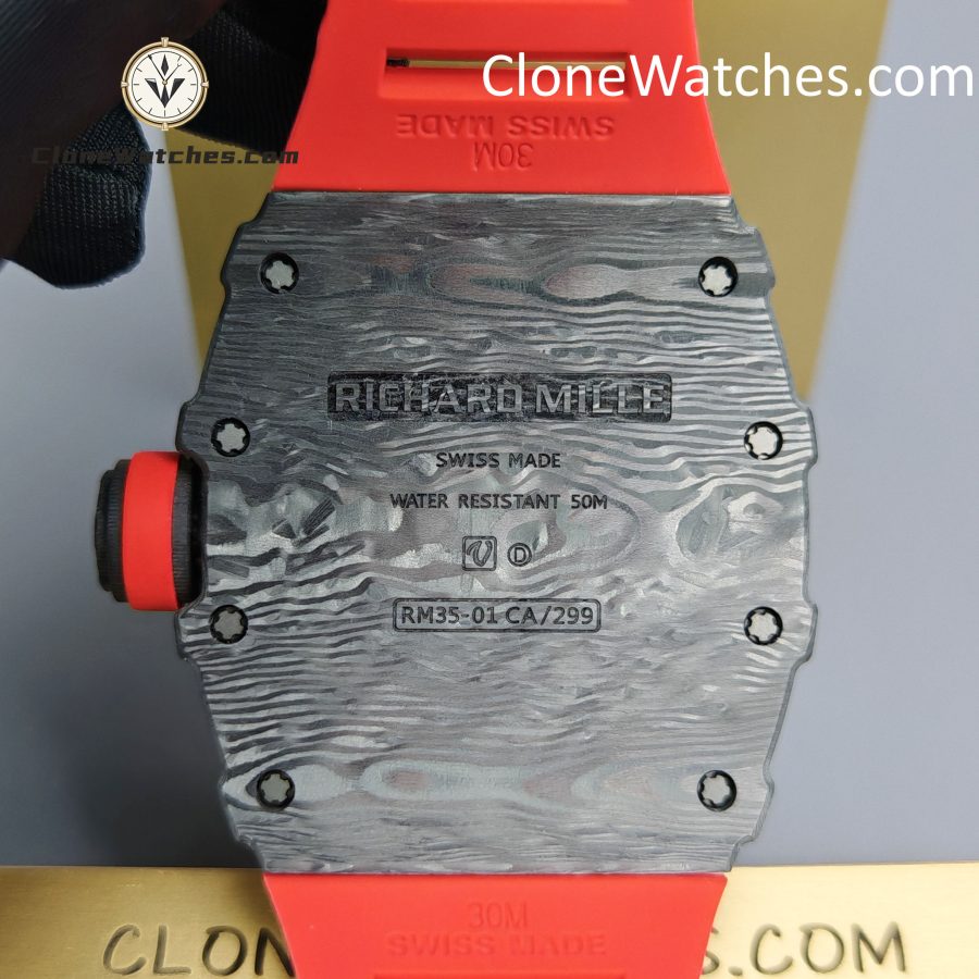 Richard Mille Super Clone Watches 1:1 RM 035 – 01 Carbon Tourbillon Red Strap - Image 12