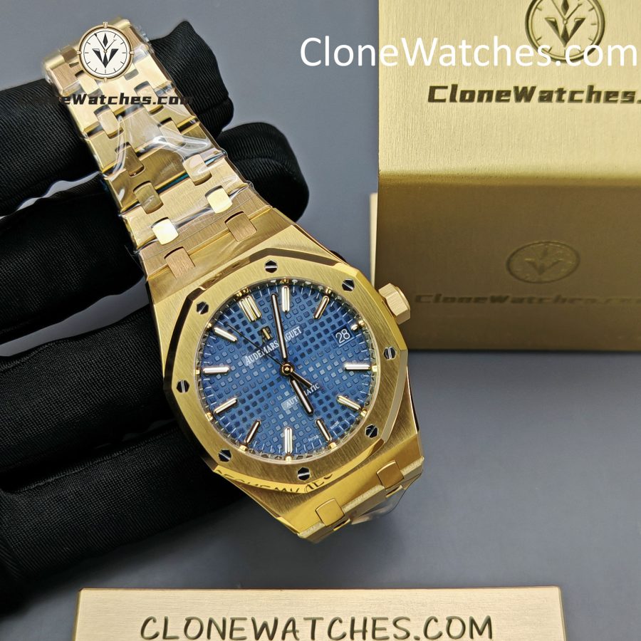 Audemars Piguet Super Clone Watches 1:1 Royal Oak 18K Gold 15450BA Blue Dial 37MM - Image 5