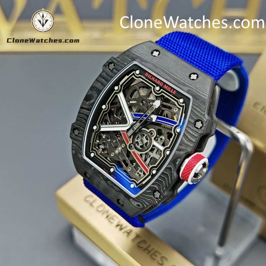 Richard Mille Super Clone Watches 1:1 RM 67 - 02 Carbon Tourbillon Blue Strap - Image 3