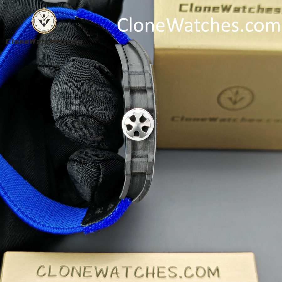 Richard Mille Super Clone Watches 1:1 RM 67 - 02 Carbon Tourbillon Blue Strap - Image 5