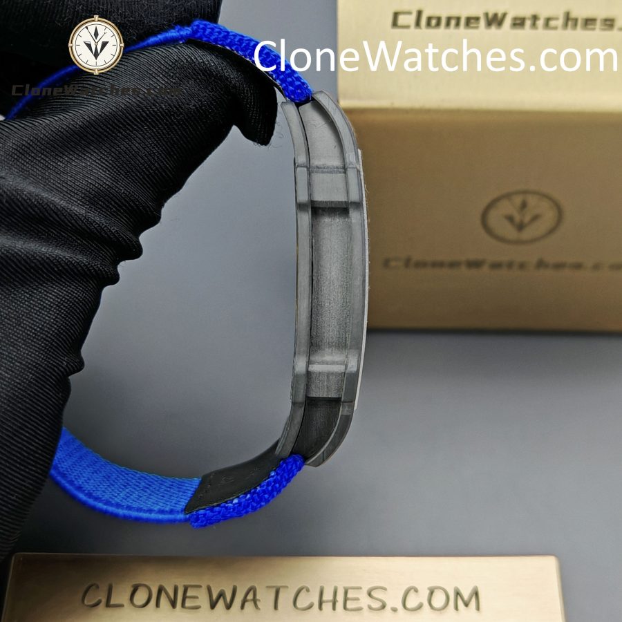 Richard Mille Super Clone Watches 1:1 RM 67 - 02 Carbon Tourbillon Blue Strap - Image 6