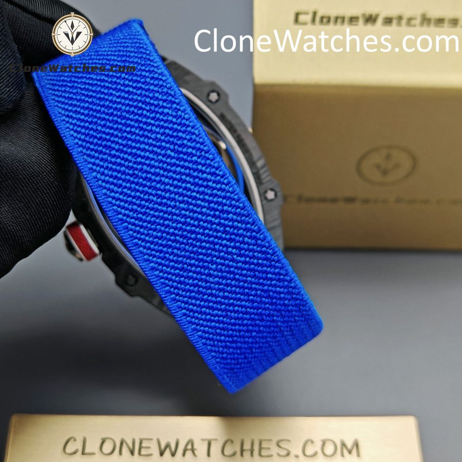 Richard Mille Super Clone Watches 1:1 RM 67 - 02 Carbon Tourbillon Blue Strap - Image 7