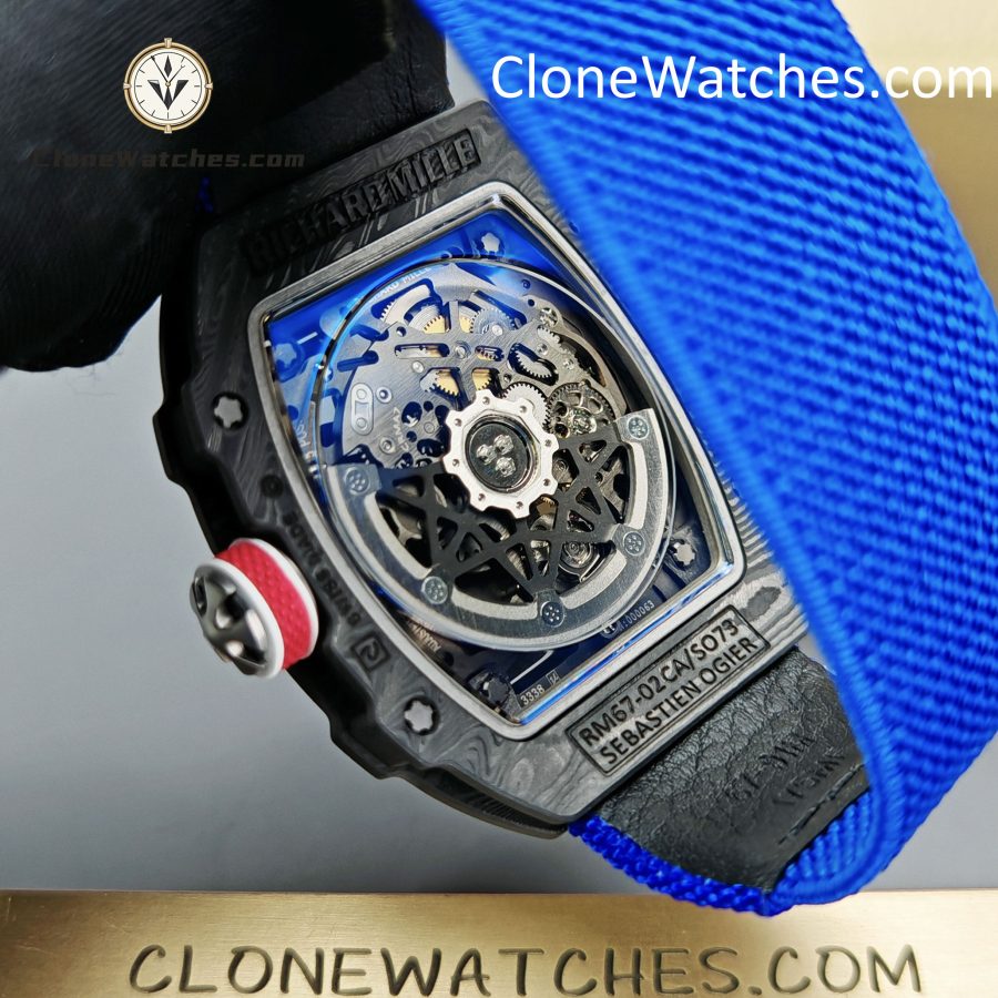 Richard Mille Super Clone Watches 1:1 RM 67 - 02 Carbon Tourbillon Blue Strap - Image 8