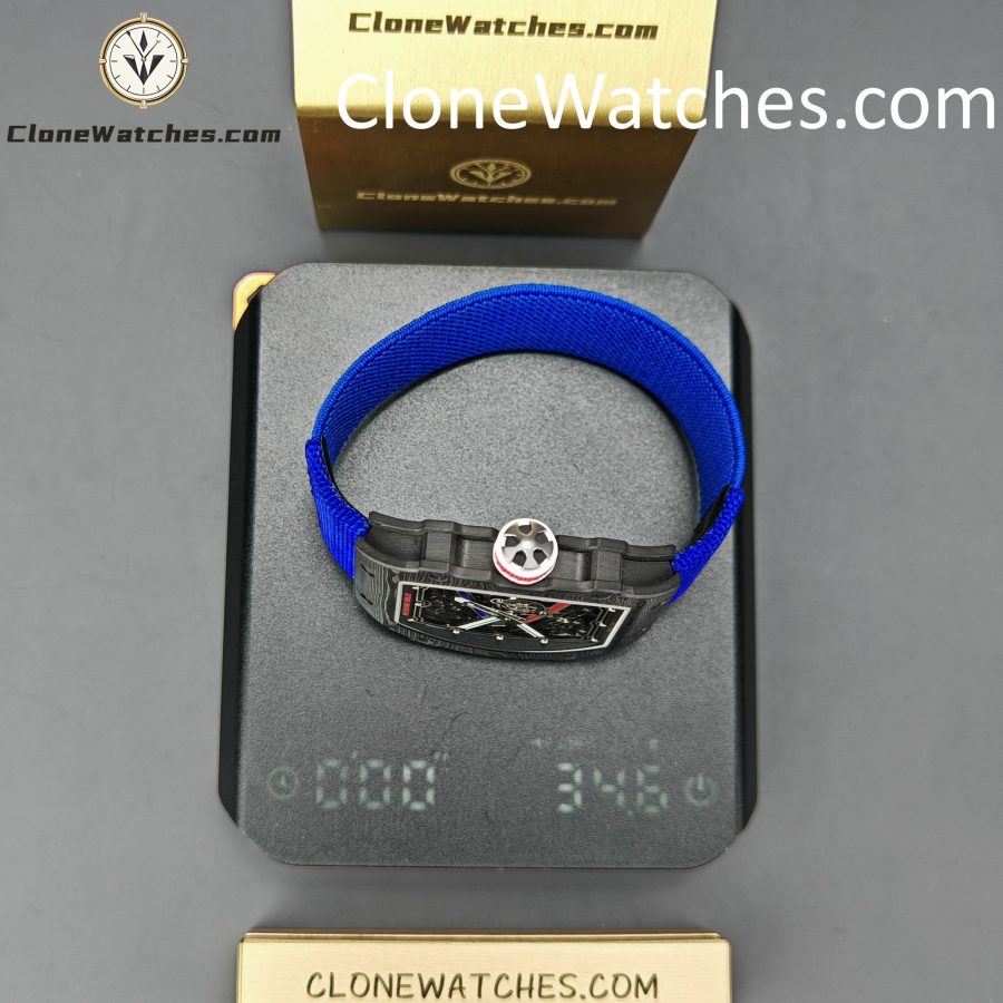 Richard Mille Super Clone Watches 1:1 RM 67 - 02 Carbon Tourbillon Blue Strap - Image 11