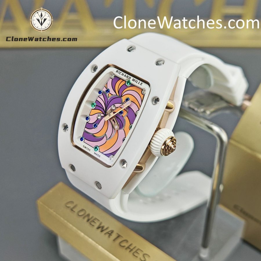 Richard Mille Super Clone Watches 1:1 RM 07 - 01 White Ceramic Marshmallow Dial White Strap - Image 2