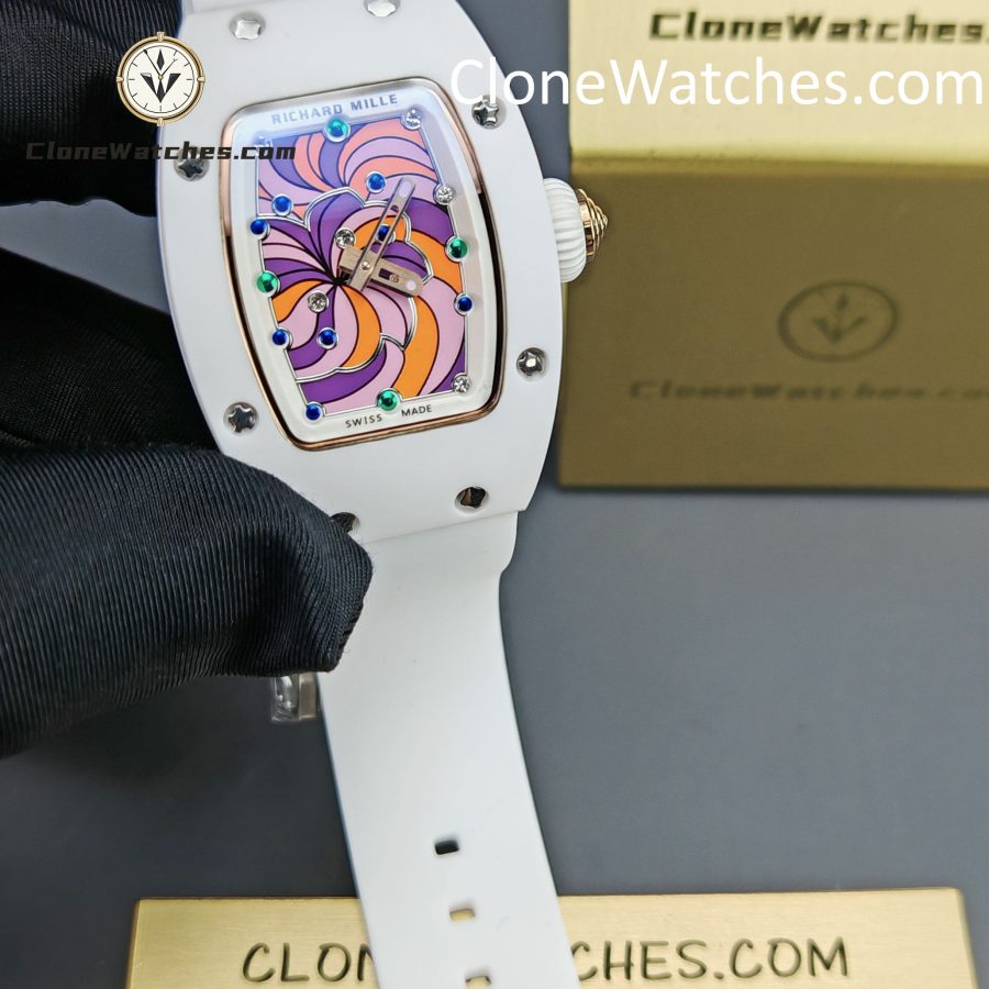 Richard Mille Super Clone Watches 1:1 RM 07 - 01 White Ceramic Marshmallow Dial White Strap - Image 3