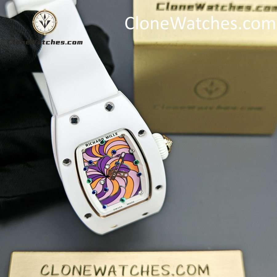 Richard Mille Super Clone Watches 1:1 RM 07 - 01 White Ceramic Marshmallow Dial White Strap - Image 4