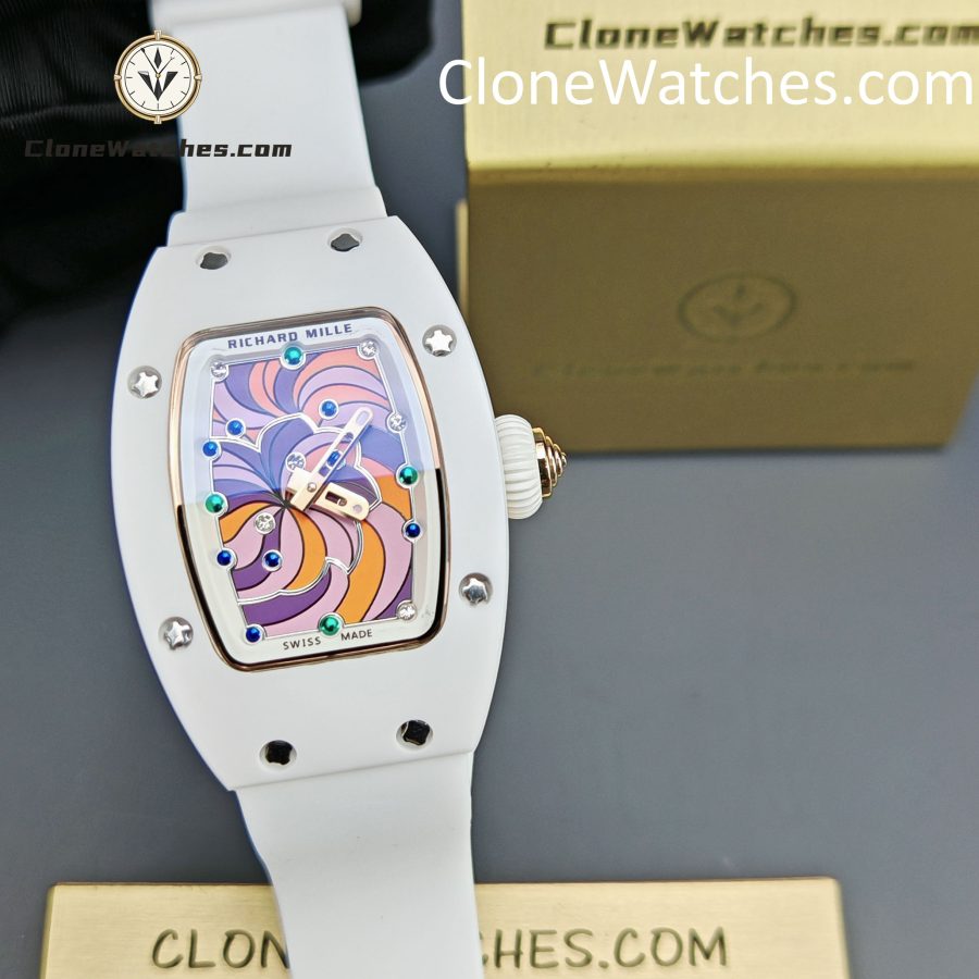 Richard Mille Super Clone Watches 1:1 RM 07 - 01 White Ceramic Marshmallow Dial White Strap - Image 5