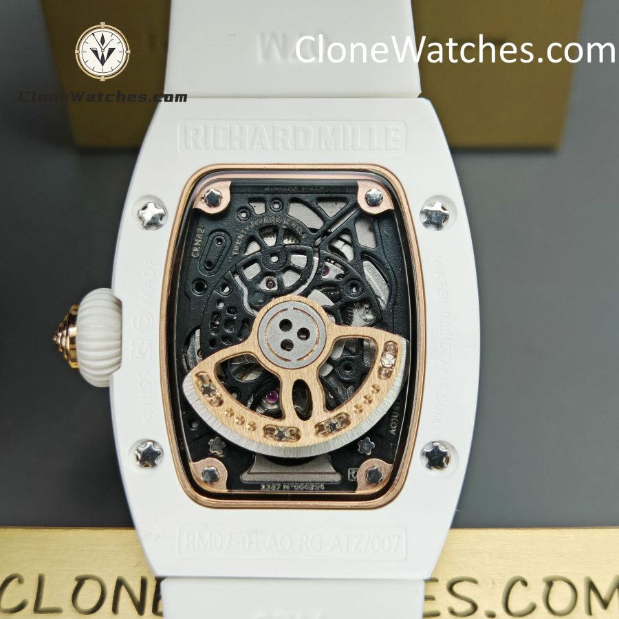 Richard Mille Super Clone Watches 1:1 RM 07 - 01 White Ceramic Marshmallow Dial White Strap - Image 11