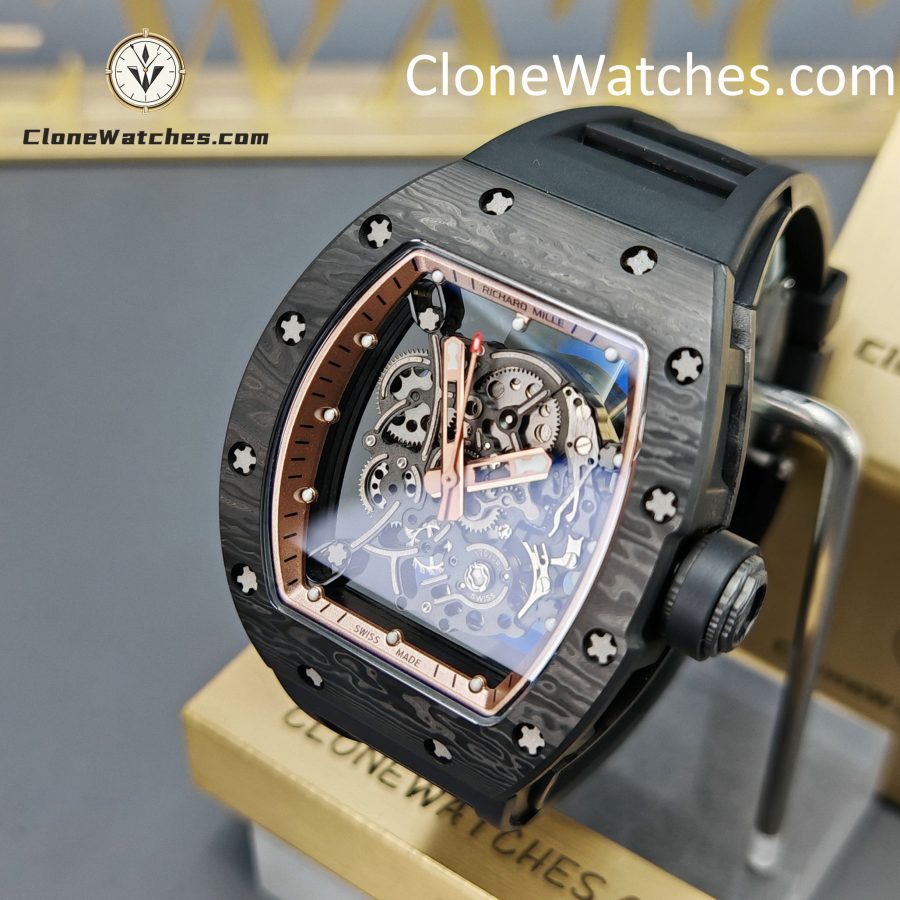 Richard Mille Super Clone Watches 1:1 RM 055 Carbon Tourbillon Black Strap - Image 3