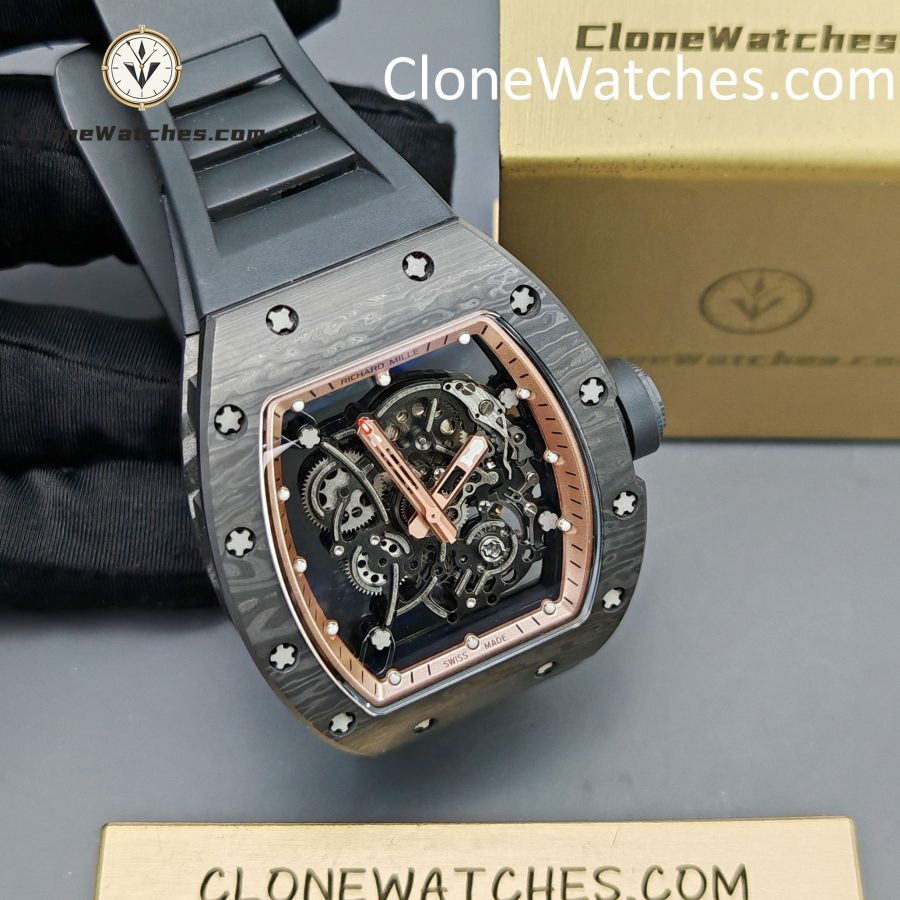 Richard Mille Super Clone Watches 1:1 RM 055 Carbon Tourbillon Black Strap - Image 5