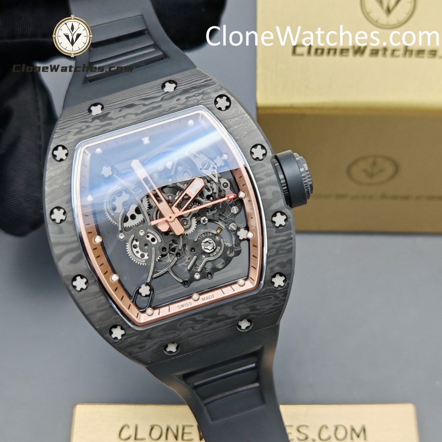 Richard Mille Super Clone Watches 1:1 RM 055 Carbon Tourbillon Black Strap - Image 6