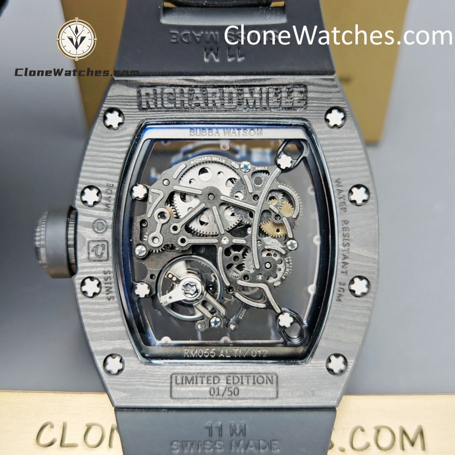 Richard Mille Super Clone Watches 1:1 RM 055 Carbon Tourbillon Black Strap - Image 12