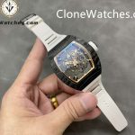 Richard Mille Super Clone Watches 1:1 RM 055 Gold Inner Bezel Carbon Tourbillon White Strap - Image 4