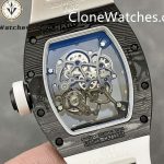 Richard Mille Super Clone Watches 1:1 RM 055 Gold Inner Bezel Carbon Tourbillon White Strap - Image 7