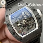 Richard Mille Super Clone Watches 1:1 RM 055 White Inner Bezel Carbon Tourbillon Black Strap - Image 2